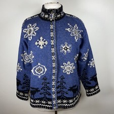 Icelandic Designs wool sweater size medium Novelty Trees Moose