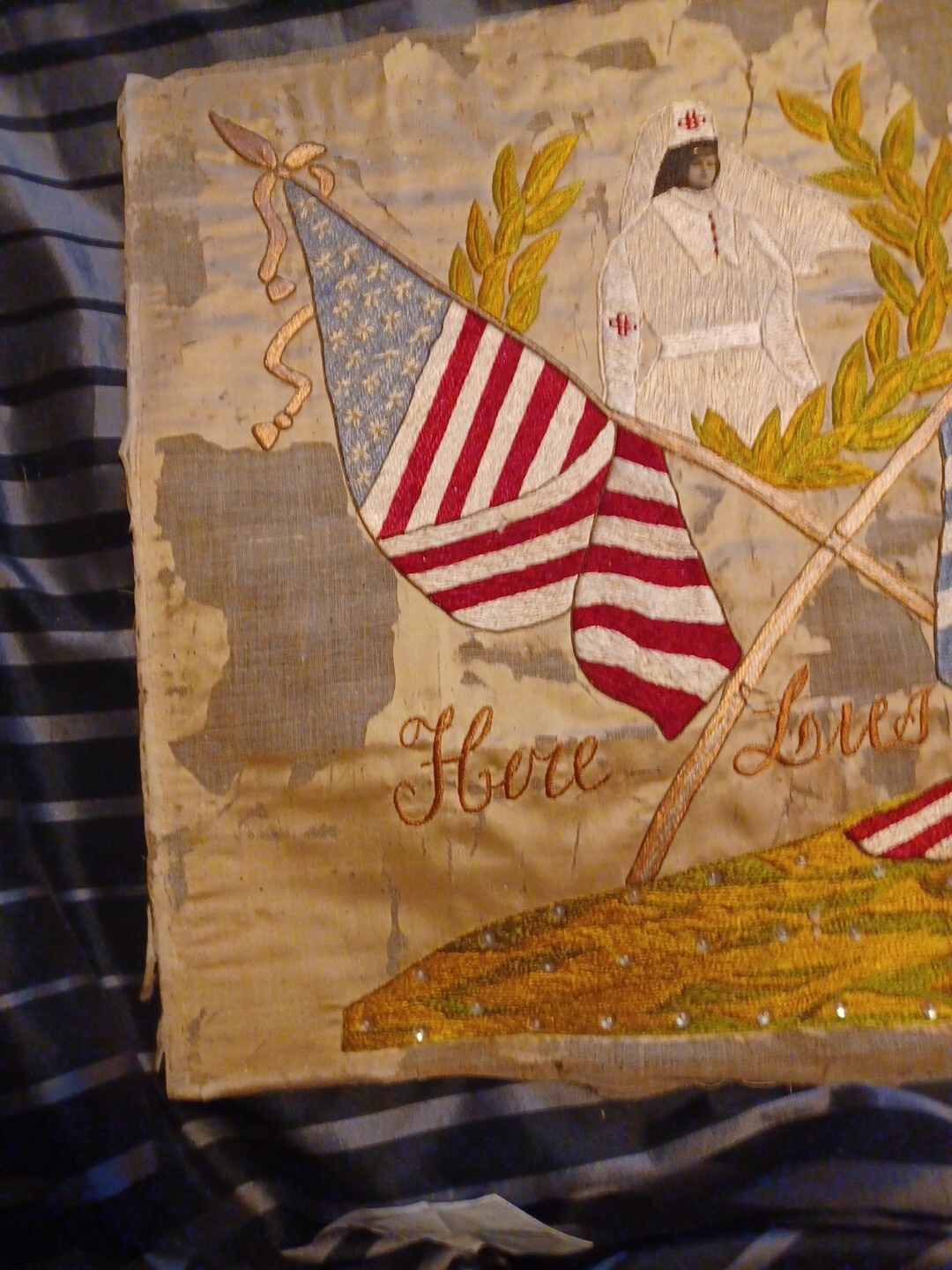 Antique Folk Art World War 1 Crosstich eBay