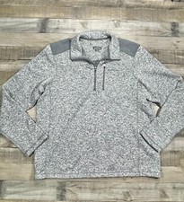 Eddie Bauer Sweater Mens 2XL Gray Fleece Quarter Zip Outdoor Pullover