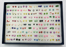 Kids Hypoallergenic Plastic Stud Earring Set, Gift Boxed 100 Pairs Total 