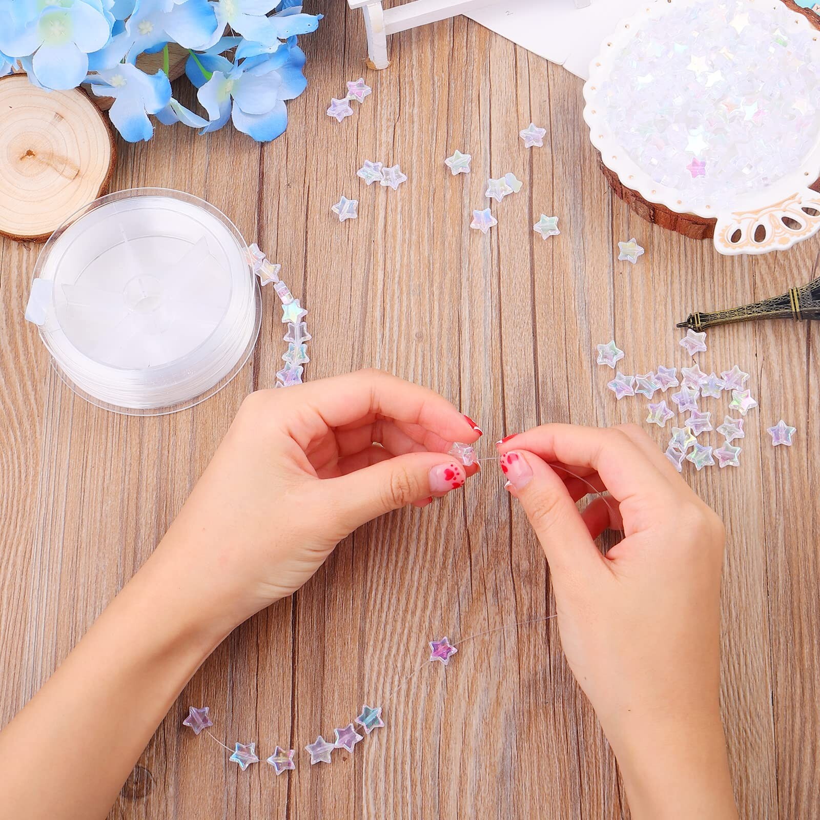 Grevosea 200pcs Acrylic Star Beads, Star Shape Charming Beads 10mm AB Star Be...