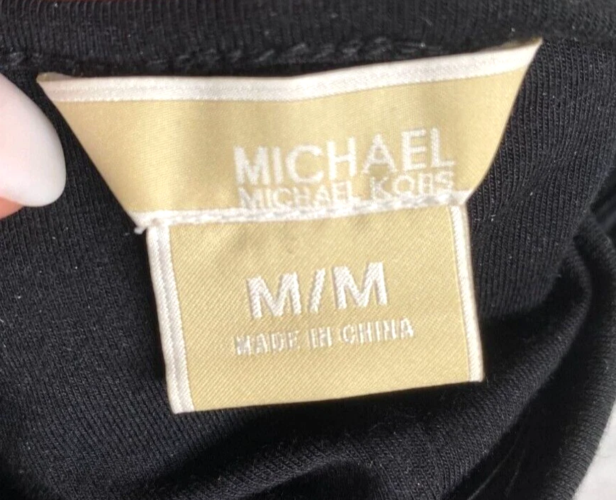 Halter tejido negro Michael Kors para mujer con cuentas y correas cruzadas talla M Foto 3 de 4