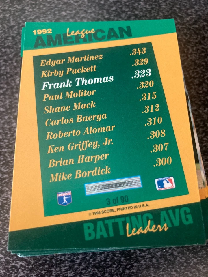 1992 SCORE SELECT STAT LEADERS BASEBALL CARDS YOU PICK - Image 2 of 2