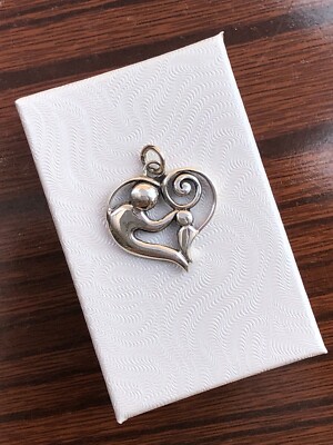 925 Sterlingsilber Eltern Kind Herz Anhänger Charm Frauen 21mm(0,83'')/27mm1,06''