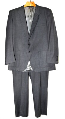 Vintage 1983 Louis Roth Gray Wool Custom Tailored Mens Pants Suit 47L USA