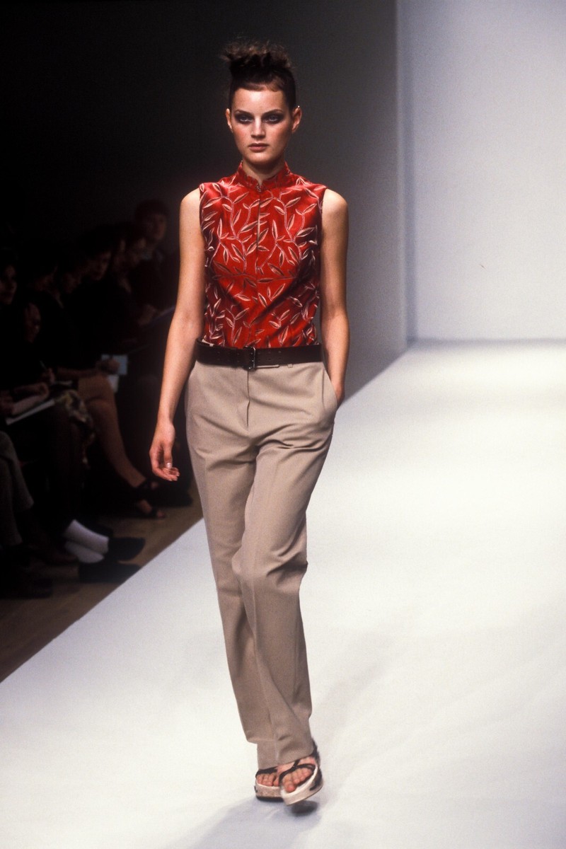 Prada Vintage Archive Spring 1997 Red Silk Bamboo Print Slim Prada Vintage Archive Spring 1997 Red Silk Bamboo Print Slim