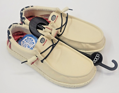 Hey Dude Mens Wally Americana  Off White HEYDUDE Wally Americana Off White Red Men main image 4