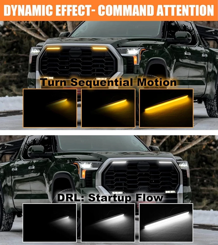 Светодиодные решетчатые указатели поворота для Toyota Tundra 2022-2025 дневные ходовые огни - Изображение 4 из 4