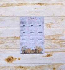 Books Design Calendar Magnet 4" x 6" | Start On Any Month | Magnetic Calendar