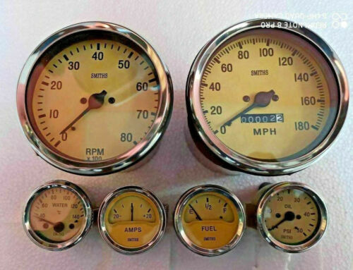 Smiths Replica Kit- Elec Temp + Oil + Fuel + Amp Gauge+Speedometer +Tacho 100 mm - Picture 2 of 4