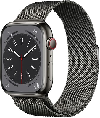 Apple Watch 8 45mm Edelstahl Graphit Millanaise Neuwertig OVP Händler