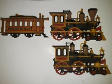 3 Vintage 1975 Homco TRAIN ENGINE WALL PLAQUE #7383 Dart Industries Made in USA