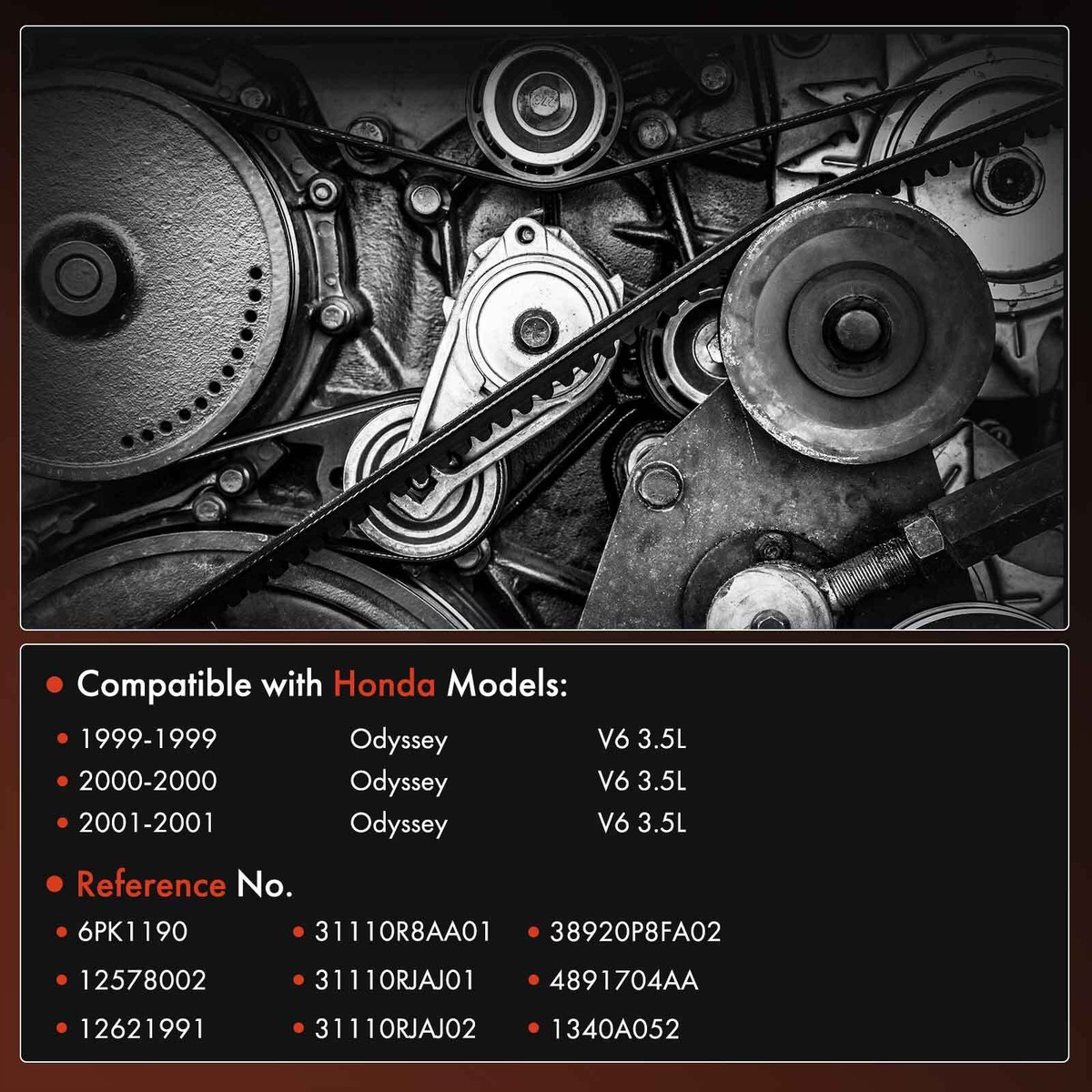 New Alternator Air Conditioning Serpentine Belt for Honda