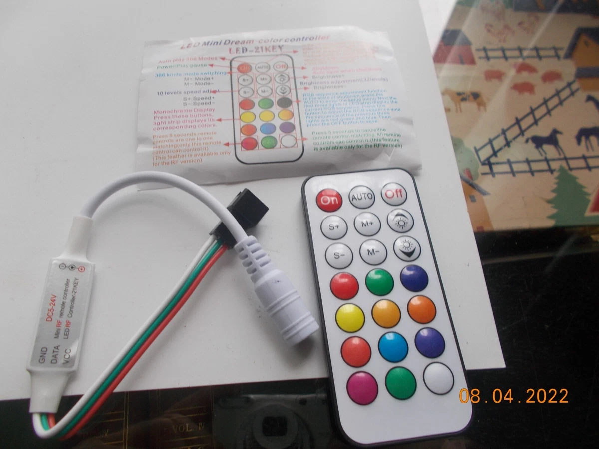 New LED Mini Dream Color Controller Remote with Cable and Instructions