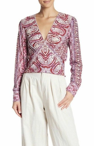 Camicetta nuova con etichette $98: Free People Wild & Free stampa ritagliata in rosso taglia: M - Foto 8 di 12