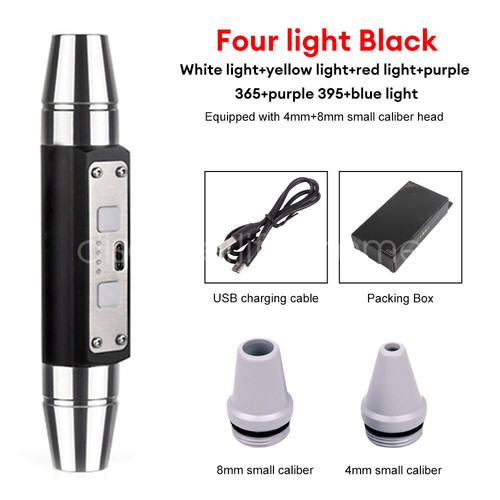 Linterna LED de doble cabeza con luz UV 365nm 395nm lámpara de inspección de gemas de jade antorcha EE. UU. - Imagen 25 de 28