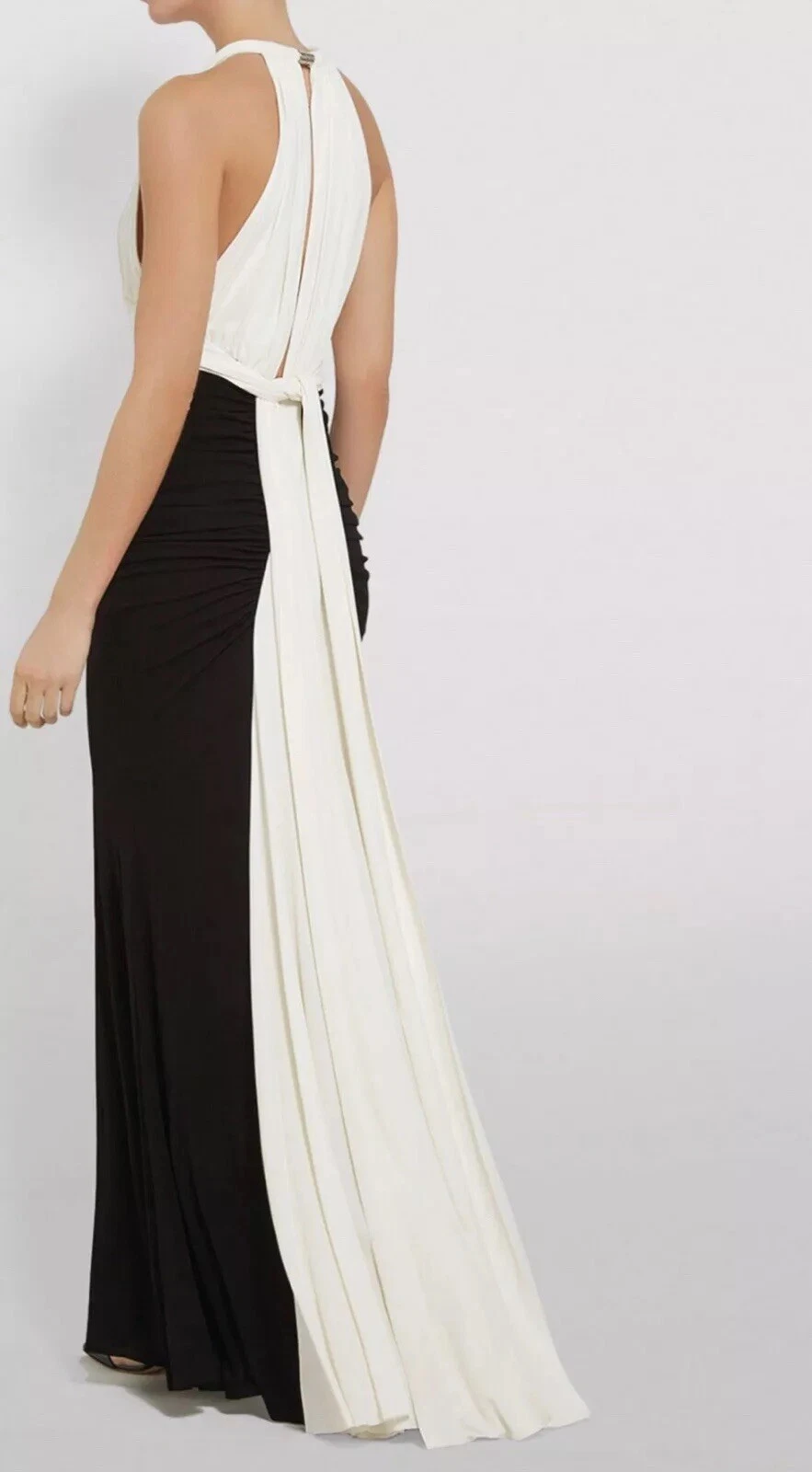 *ALEXANDER MCQUEEN* Abito bianco e nero con ruches e scollo a V IT 44