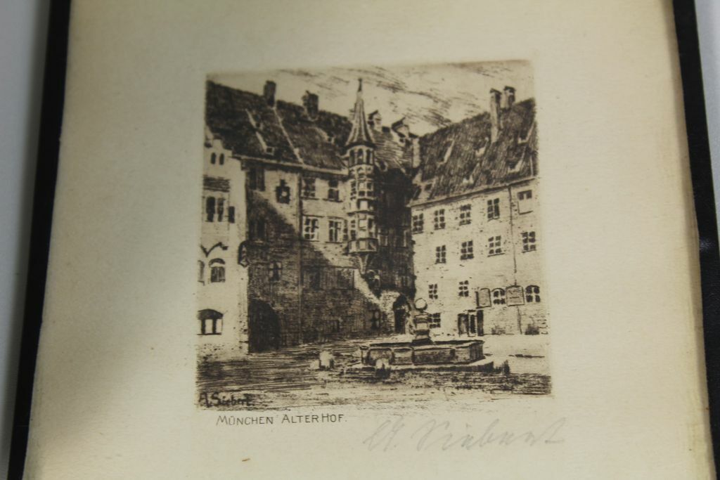 A2/ 2x alte Radierung von A. Siebert München , Alter Hof + Siegestor ~1900 /138
