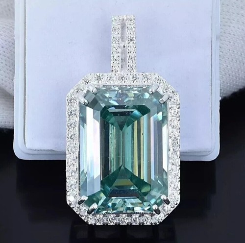 RARE 15.10 Ct Blue Treated Diamond Solitaire Pendant, Amazing Shine & Luster - Picture 3 of 9