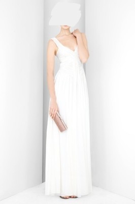 NEW BCBGMAXAZRIA ACETATE OPEN-BACK PLEATED GOWN ACJ6H274 SIZE 12