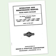 Briggs And Stratton Model 23Bc 23Fb Engine Owners Operators Parts Manual &