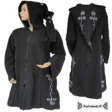 Elfen Goa Psy Gothic Larp Wicca Fleece Jacke Jacket mit Zipfelkapuze Mantel coat