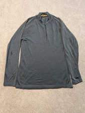 Smartwool 1/4 Zip Mens Large Gray Merino Wool Base Layer Running Active 