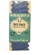 Wright’s Rick Rack,3 Yds,Size 29,#7129,Copen 40,Sealed,Color Fast,PET RESCUE