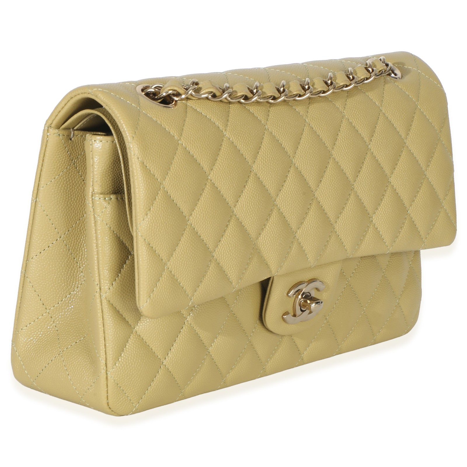 Chanel Olive Quilted Caviar Medium Classic Double Flap Bag image 4