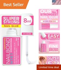 Salon Quality Nail Glue - 8ml Brush-On for Long Lasting Press On Acrylic Nails
