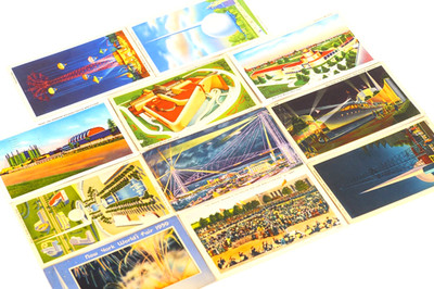 Worlds Fair Postcard Lot 11 World Exposition Views Sky Ride Parachute Jump Ect