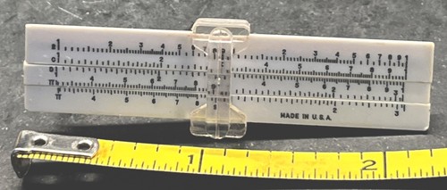 Vintage 1970s Slide Rule Tie Bar Tie Clip Excellent Condition