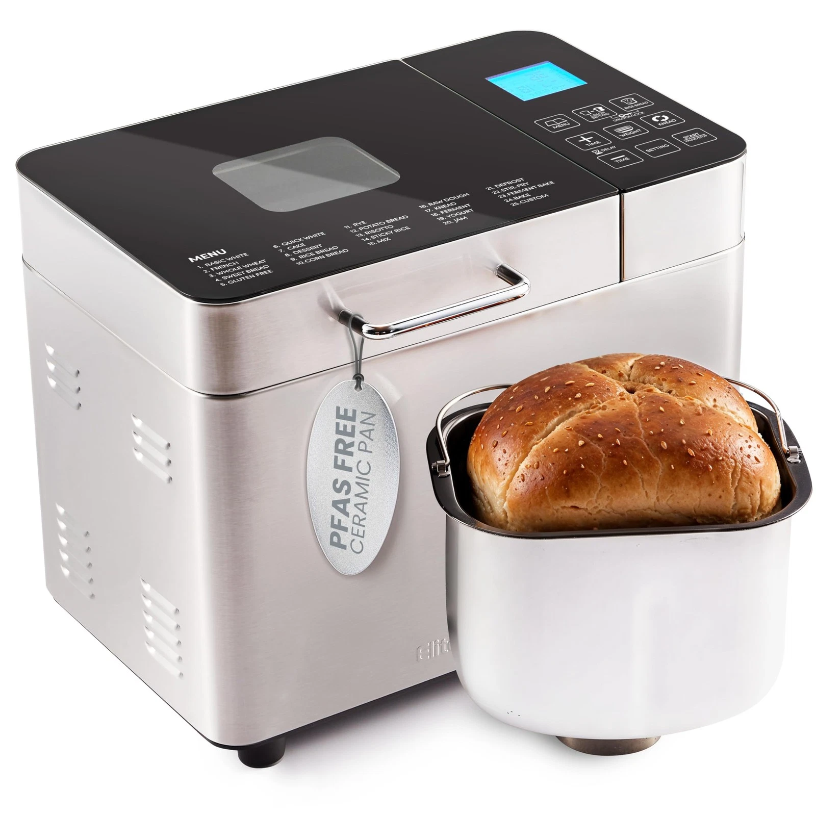 Programmable 2-Lb Bread Maker, PFAS Free Ceramic Ceralast™ Pan, Touch Screen ...