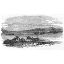 SUEZ CANAL View From the Coast of Asia - Antique Print 1856