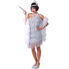 Guirca Costume Charleston Silver Anni '20/'30 Colore Argento TG S/M/L Carnevale