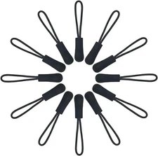 Black Zipper Pulls Fixer Nylon Cord Extension Zipper Tab Tag Replacement 20 Pcs