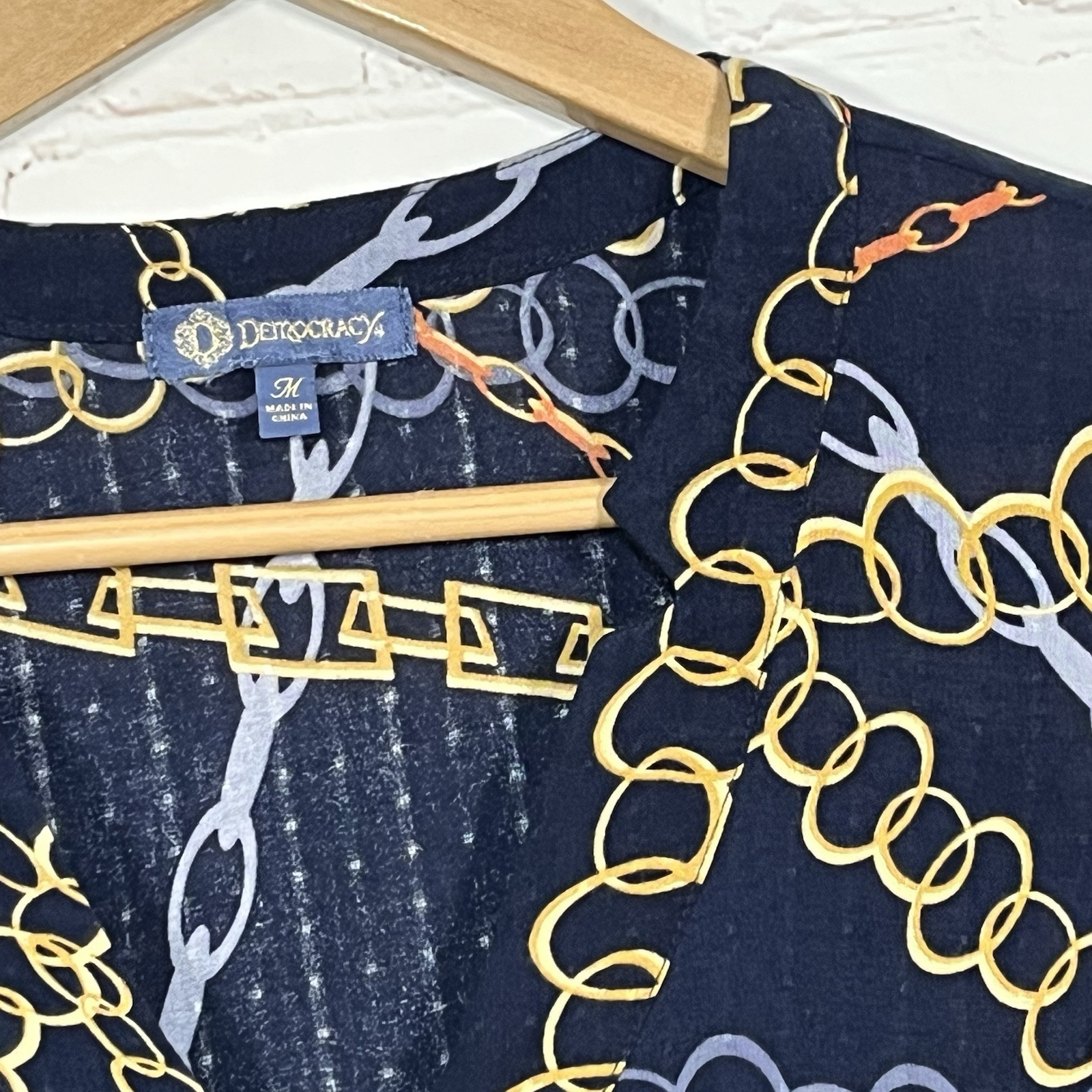 Democracy Split Neck Button Up Blouse Chains Doub… - image 8