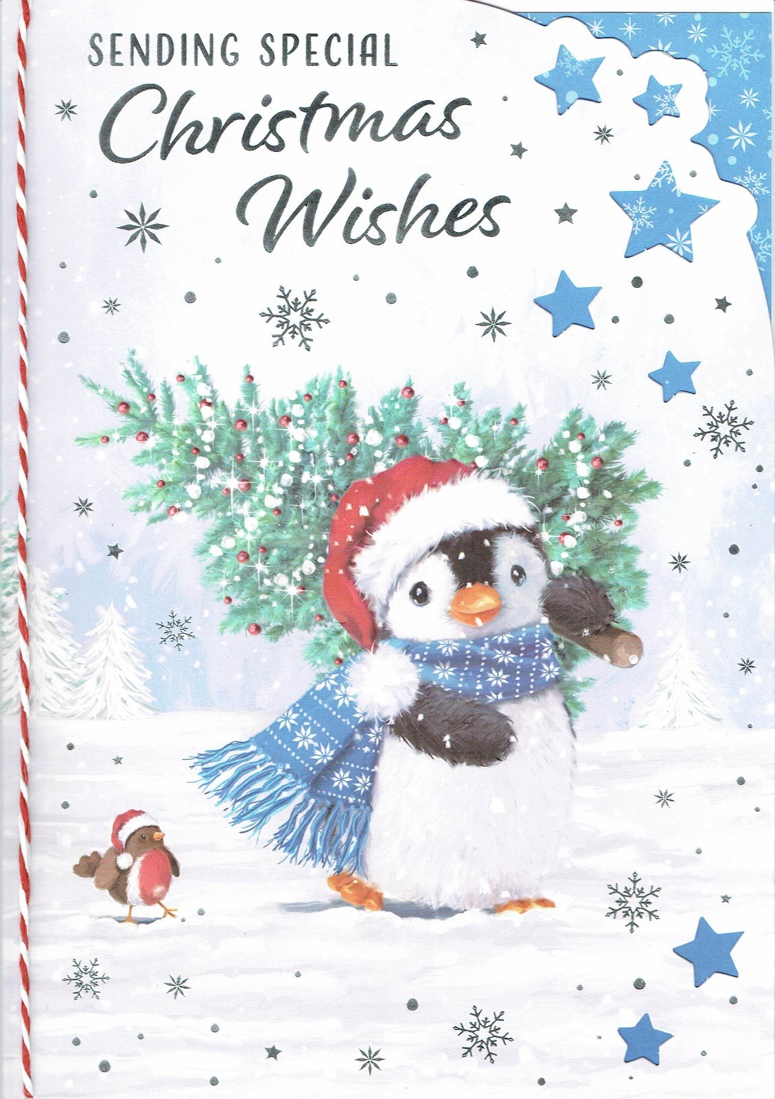 LARGE CHRISTMAS CARD Quality Card Cute Penguin Design