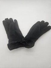 Womens Fashion Gloves, Winter Gloves Black Faux Fur Lined Size M