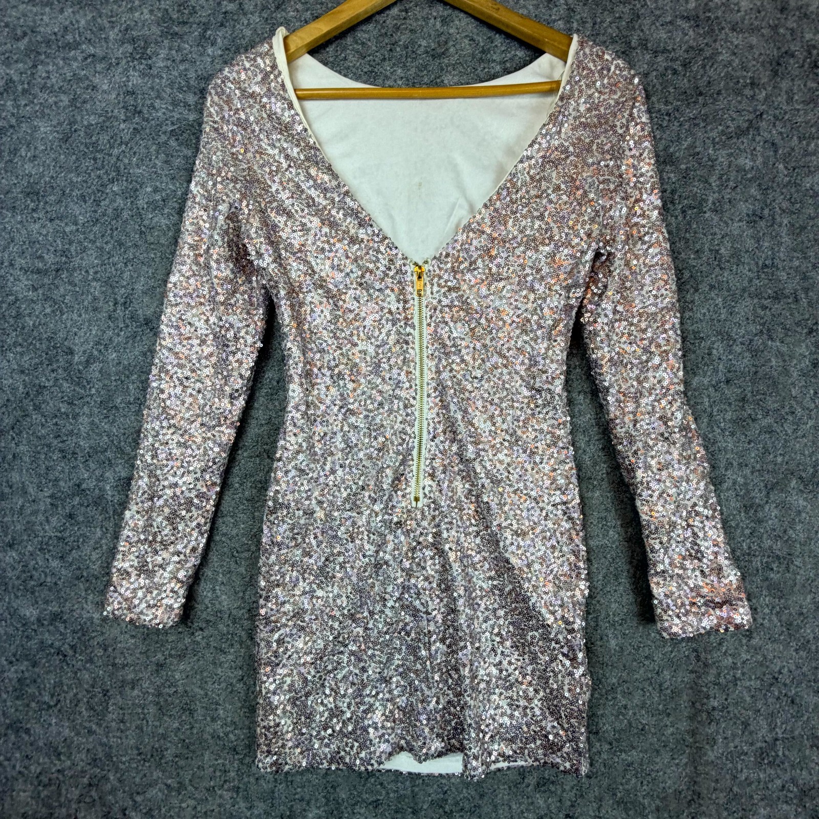 Charlotte Russe Bling Mini Dress Womens XS Pink Silver Sequin NYE Party HOCO