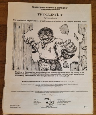 AD&D Module UK3 - The Gauntlet - TSR 9111 By Graeme Morris