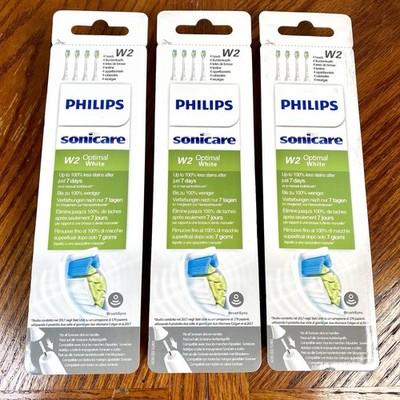 Lot of 3 ~ Philips Sonicare ~ W2 Optimal White ~ 4 Toothbrush Heads Per Pack