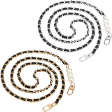 2 PCS Metal Chain Straps, 49" Leather Purse Straps Replacement, DIY Purse Chain