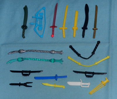 vintage G.I. GI JOE gijoe WEAPONS LOT #3 swords nunchuks claw bow FREE SHIP