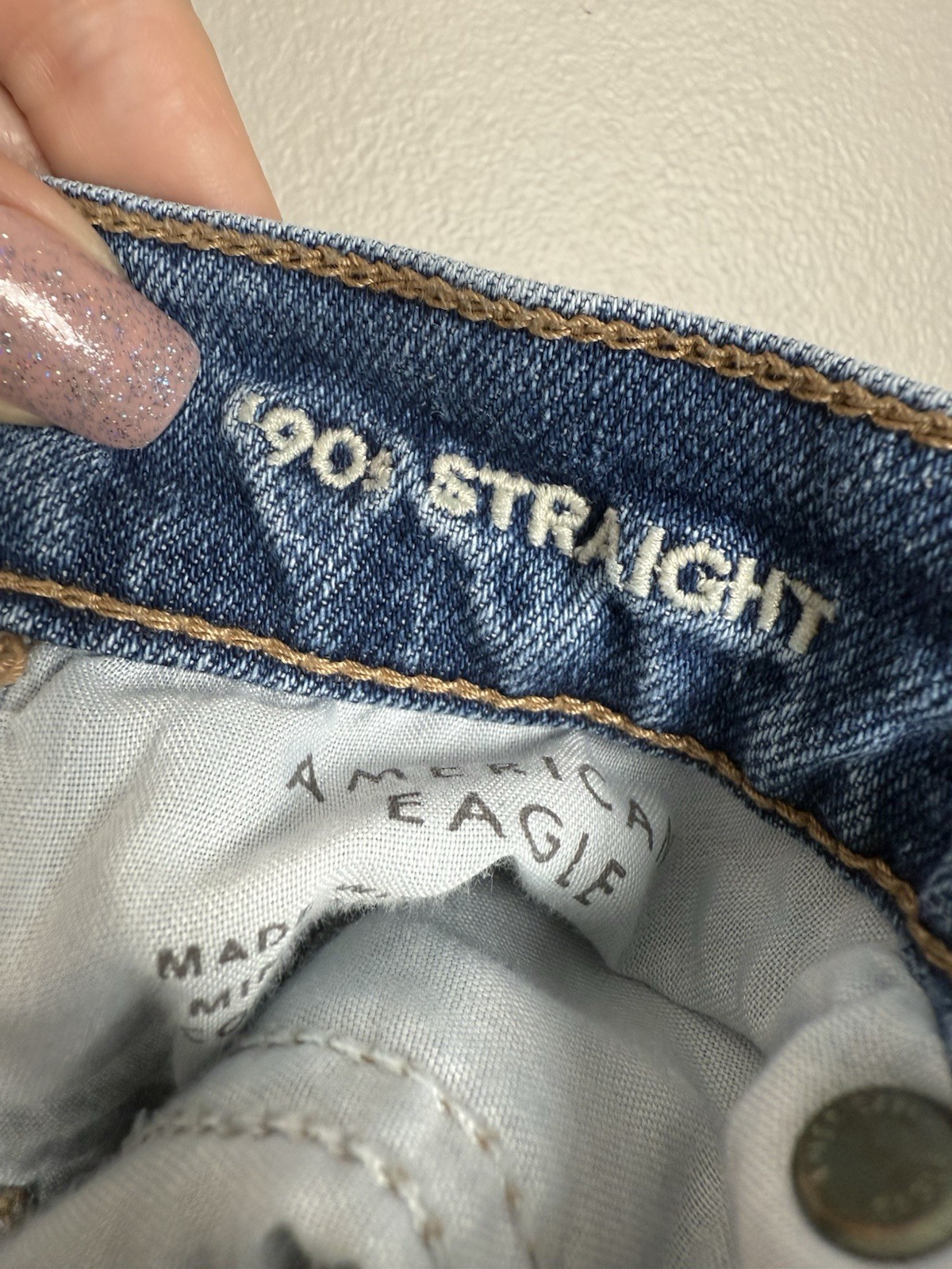 American Eagle 90’s Straight Patchwork Jeans Dist… - image 6