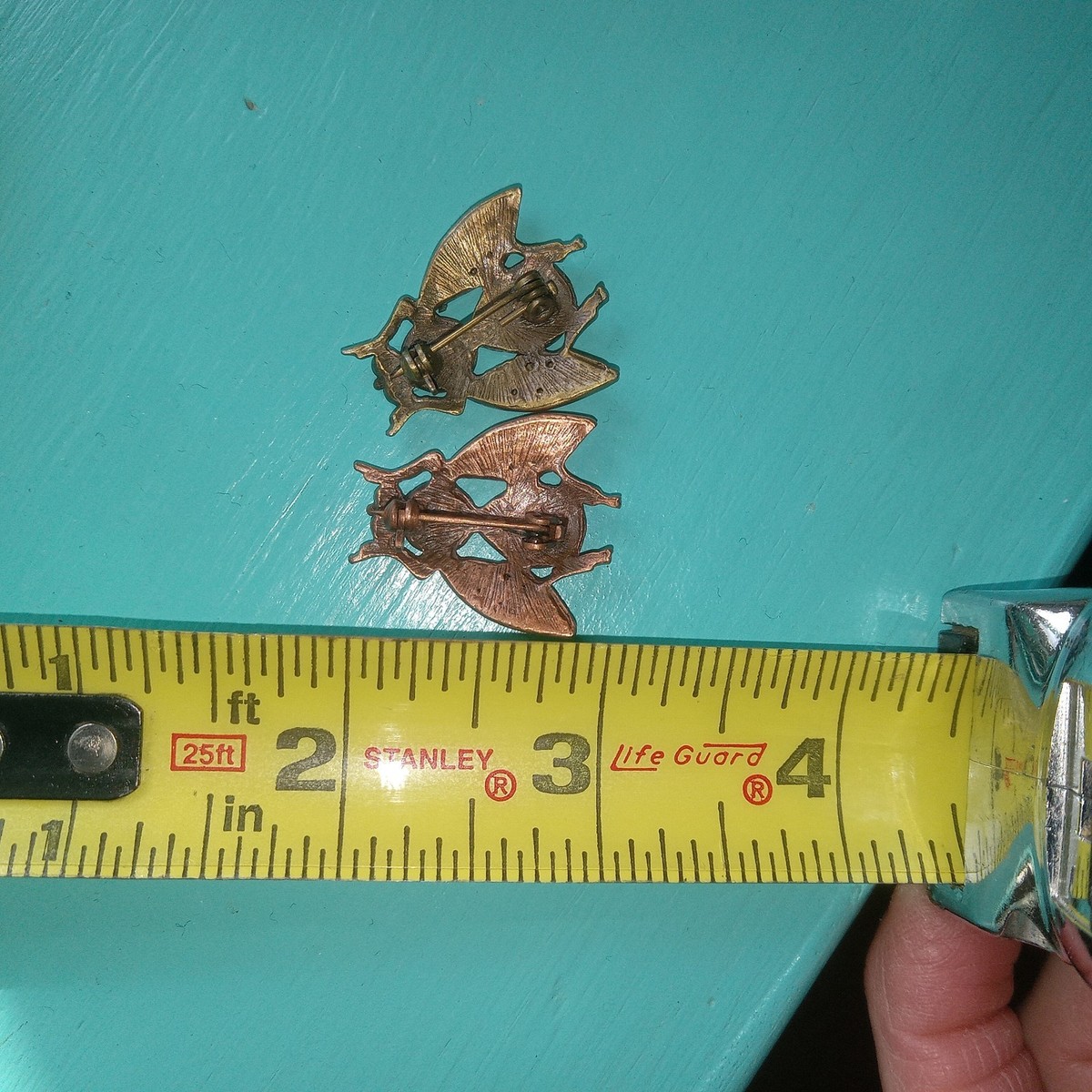 Bee Pins Brooch Pair Insect Animal Copper Bronze Tone Rhinestone  View 6