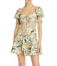 Alice + Olivia Crawford Floral Mini Dress Sweetheart Smocked Tiered Women’s 10