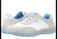 SAS Womens Sporty Silver Blue Lace Up Sneaker Shoes Sz 10N Leather USA made