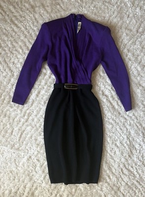Vintage St. John Size 6 Authentic Knit Midi Dress With Original Belt