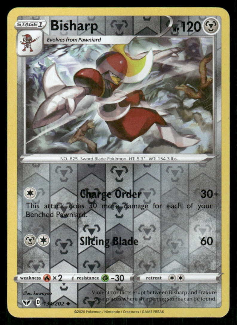 POKEMON BISHARP SWORD & SHIELD 134/202 REVERSE HOLO UC NM/M